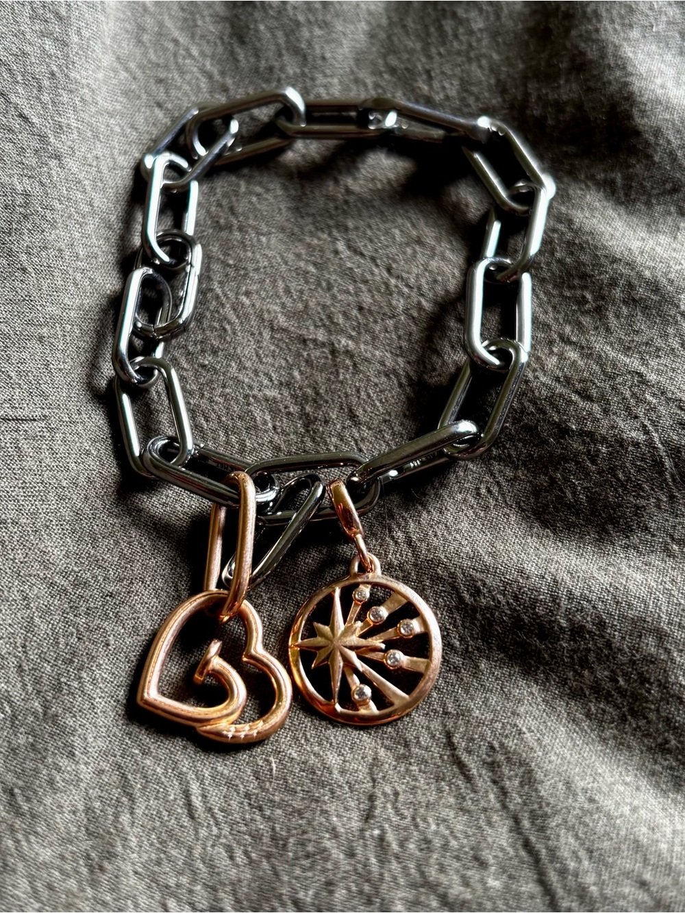 Pandora ME Heart and Rays  of Life Bracelet with Rose Gold plate Heart and Charm
